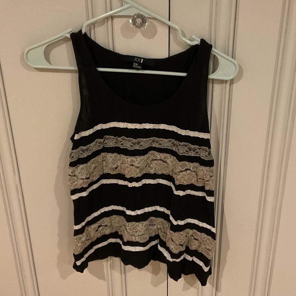 Forever 21 Black and Tan Lace Tank Top